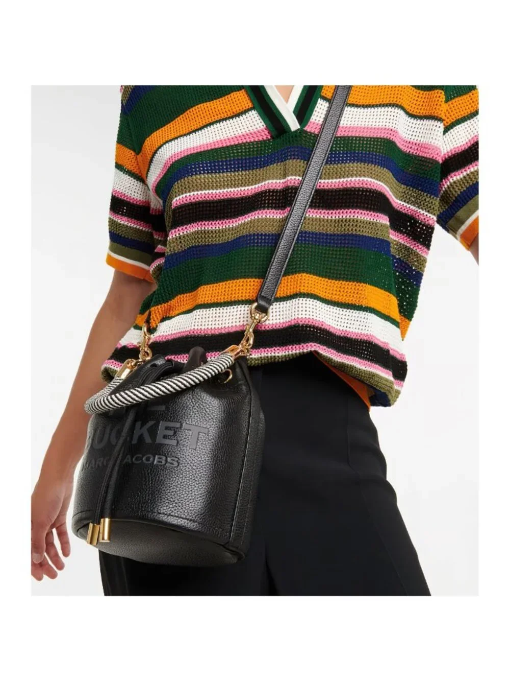Marc Jacobs The Bucket Leather Bucket Crossbody Bag Black OS